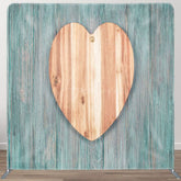 Aperturee - Aperturee Brown Heart Moss Green Wood Birthday Backdrop Cover